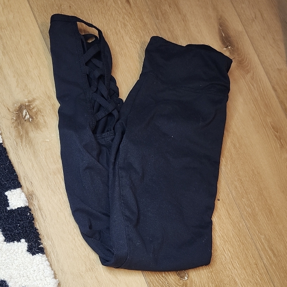 Black Leggings with Side Lace Detail